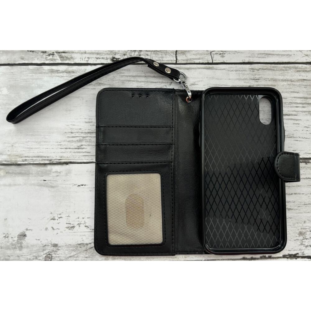 Bocasal Black Detachable Leather Wallet Case for iPhone X